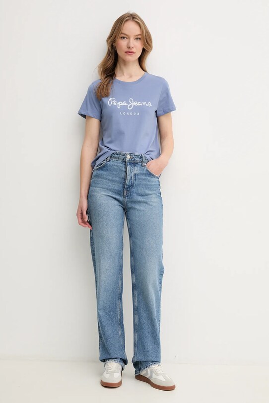 Pepe Jeans tricou din bumbac VAL PL506028 albastru SS25