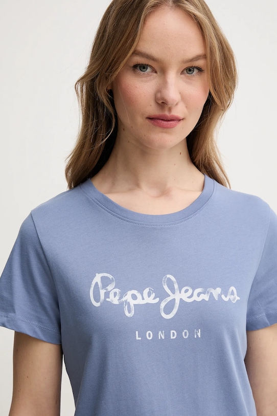 Bavlnené tričko Pepe Jeans VAL modrá PL506028