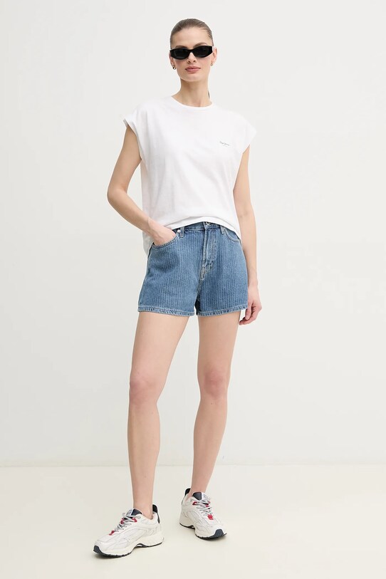 Βαμβακερό μπλουζάκι Pepe Jeans BLOOMA PL506030 λευκό SS25