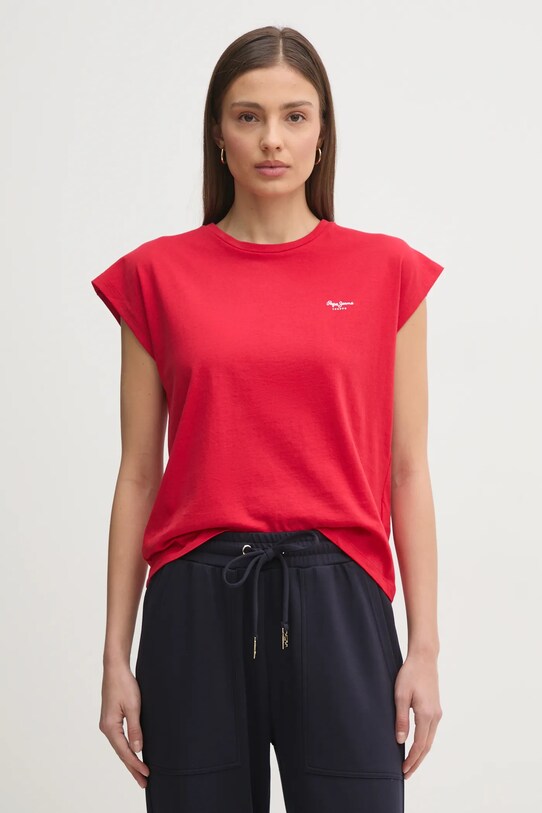 Памучна тениска Pepe Jeans BLOOMA стандартна червен PL506030