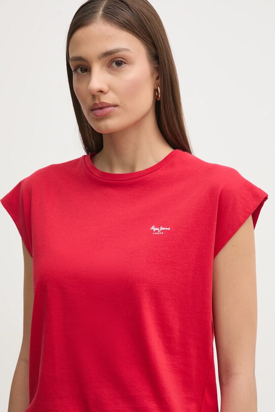 Памучна тениска Pepe Jeans BLOOMA червен PL506030