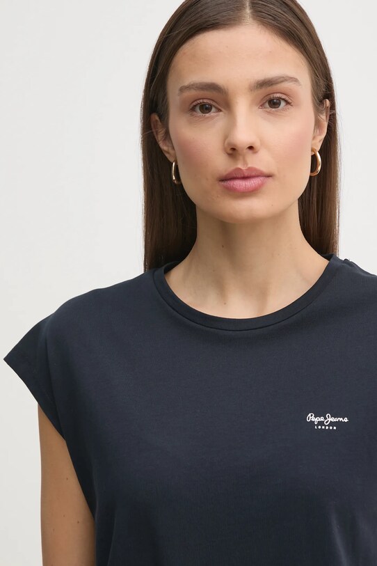 Бавовняна футболка Pepe Jeans BLOOMA темно-синій PL506030