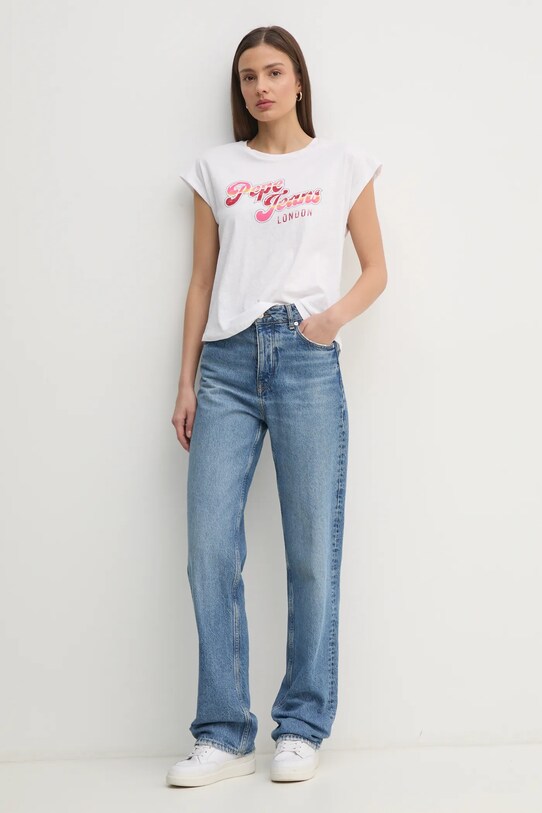 Бавовняна футболка Pepe Jeans ROSALIE PL506033 білий SS25
