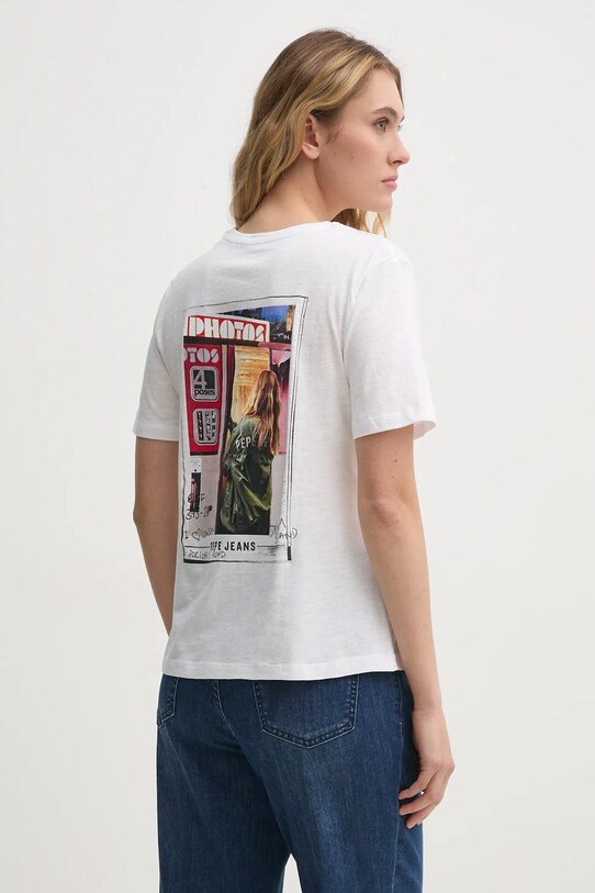 Pepe Jeans tricou din bumbac REI print alb PL506038