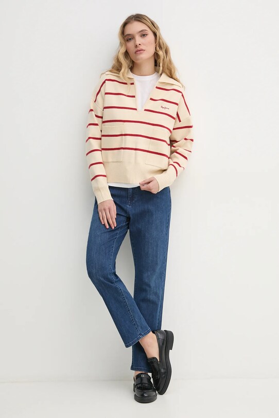 Pepe Jeans tricou din bumbac REI PL506038 alb SS25
