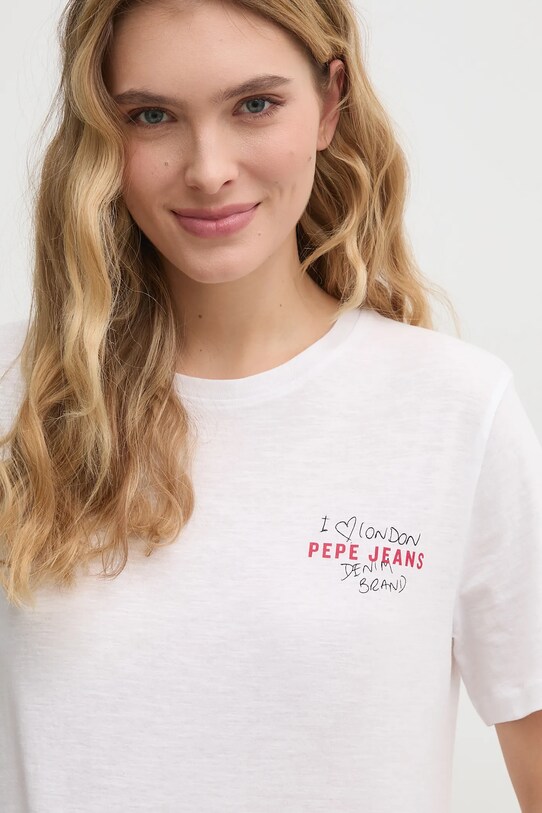 Pepe Jeans tricou din bumbac REI alb PL506038