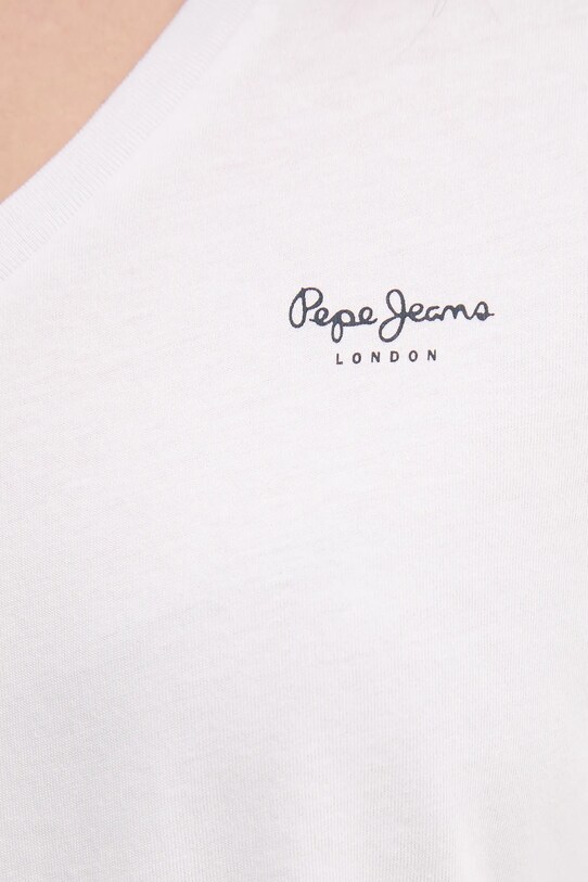 Pepe Jeans t-shirt bawełniany MACY V-NECK PL506051 biały
