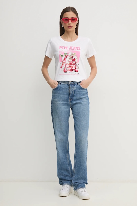 Pepe Jeans tricou din bumbac RYOKO PL506069 alb SS25