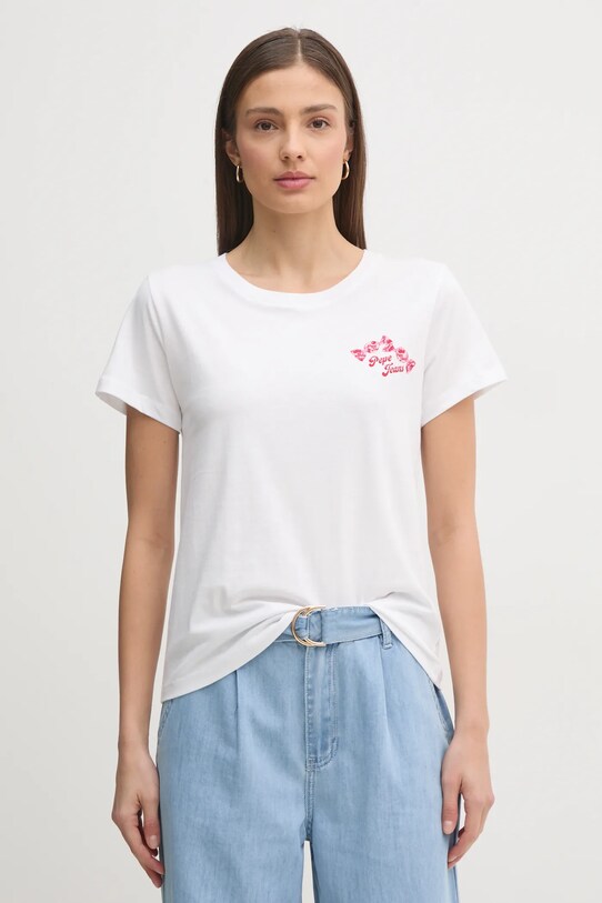 Одежда Хлопковая футболка Pepe Jeans ROSEY PL506070 белый