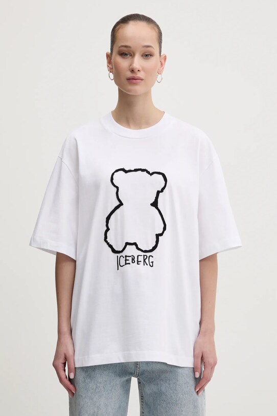 Iceberg tricou din bumbac imprimeu alb F5B2.6327