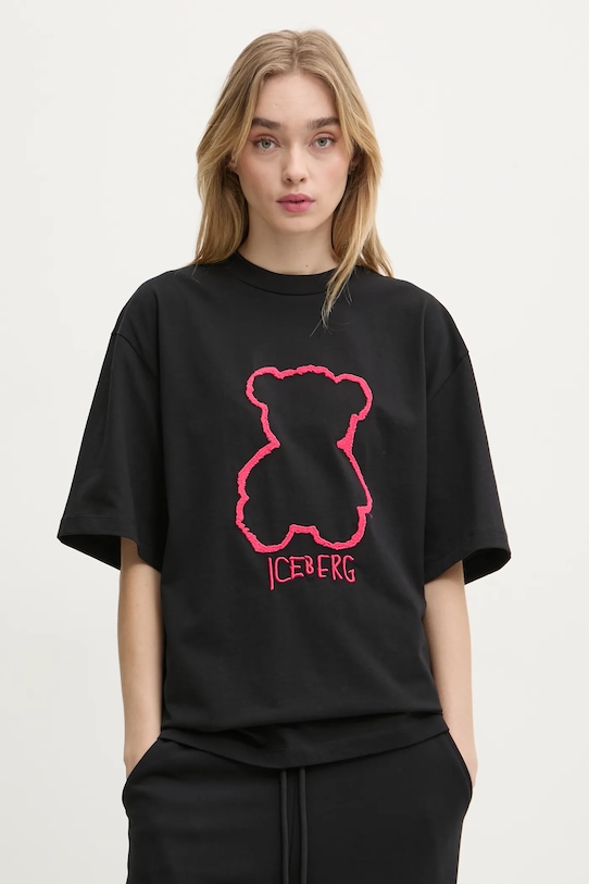 Iceberg tricou din bumbac imprimeu negru F5B2.6327