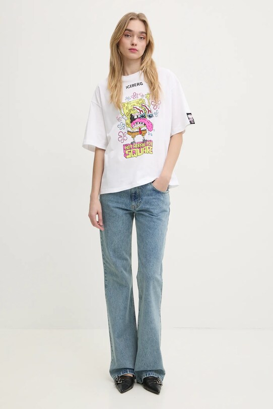 Iceberg tricou din bumbac F51A.6325 alb SS25