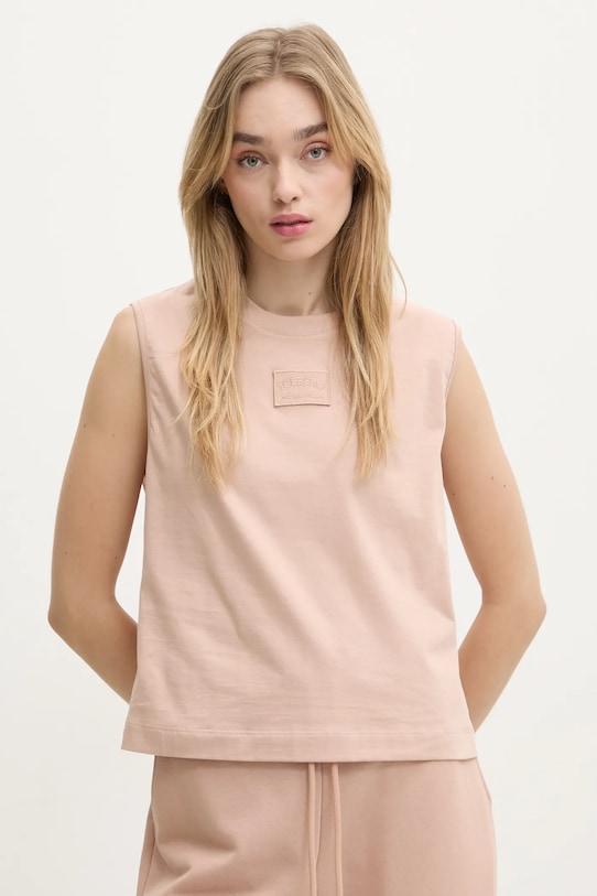 Iceberg top bawełniany bawełna beżowy T131.6325