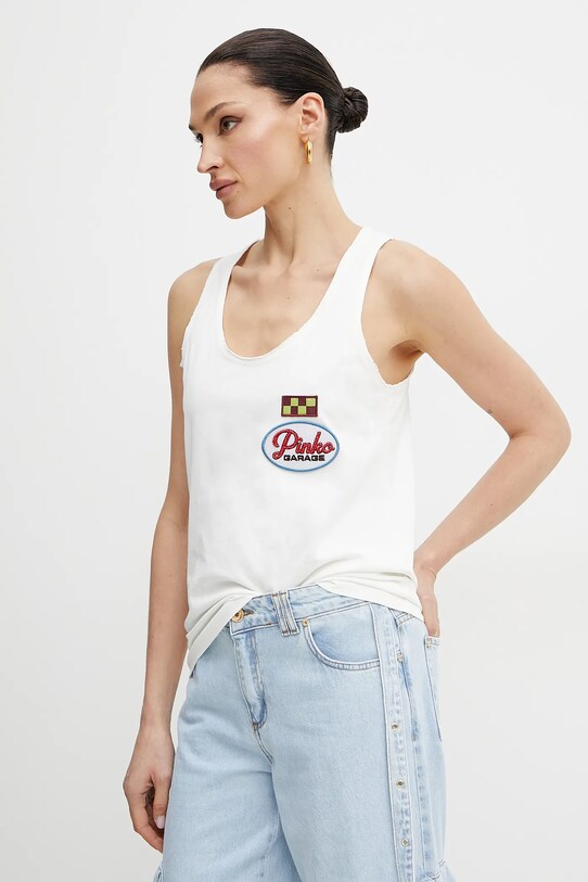 Pinko top bawełniany regular biały 105269.A2ME