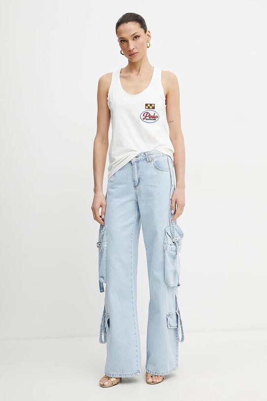 Pinko top bawełniany 105269.A2ME biały SS25
