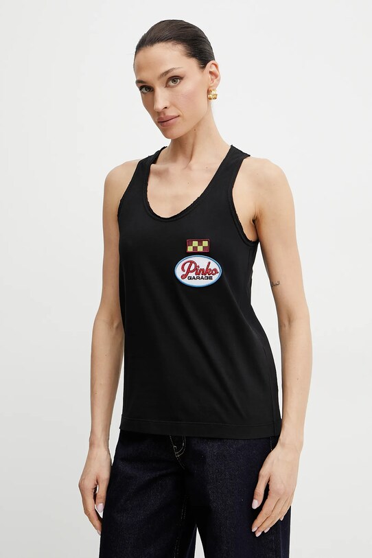 Pinko top bawełniany regular czarny 105269.A2ME