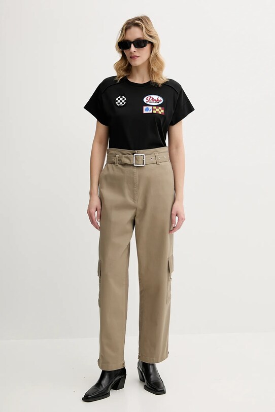 Памучна тениска Pinko 105270.A2ME черен SS25