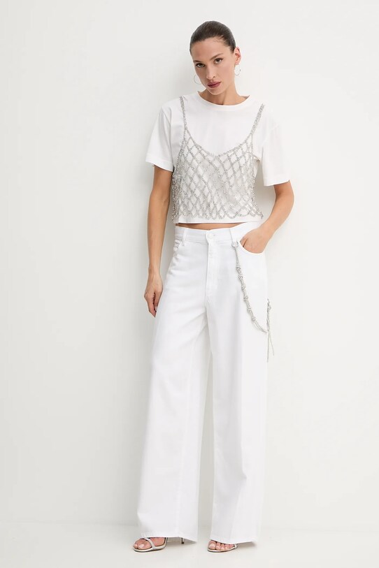 Bavlněné tričko Pinko 105145.A2LT bílá SS25