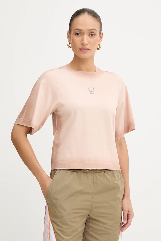 Pinko t-shirt bawełniany REIMAGINE by Patrick Mcdowell nadruk pomarańczowy 105086.A2K0