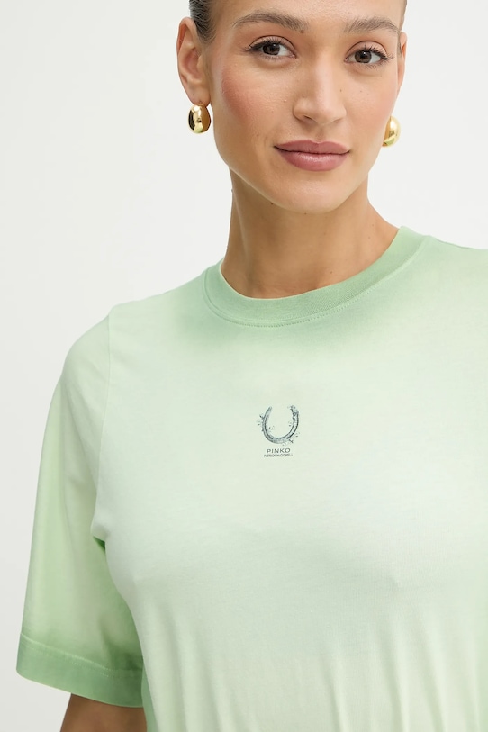 Pinko t-shirt bawełniany REIMAGINE by Patrick Mcdowell zielony 105086.A2K0