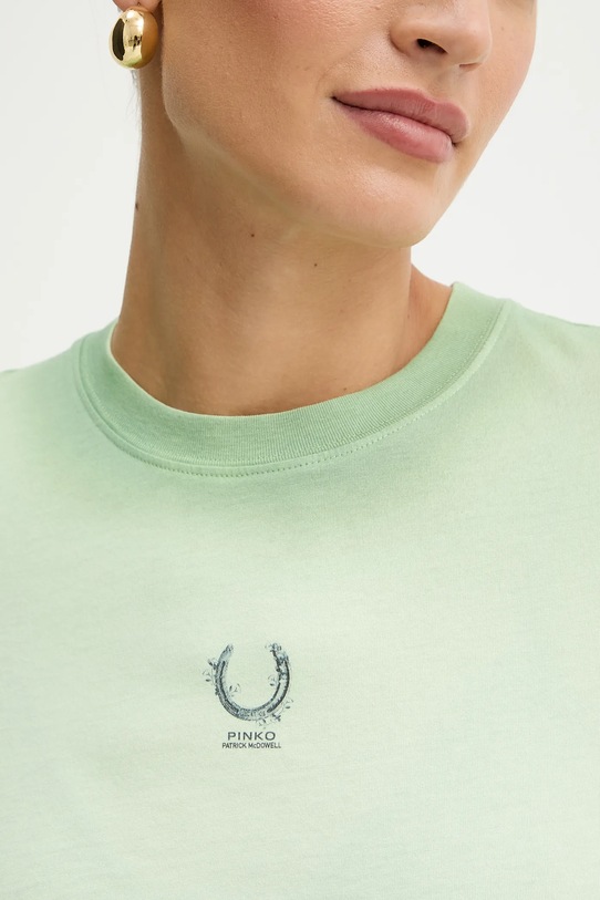 Pinko t-shirt bawełniany REIMAGINE by Patrick Mcdowell 105086.A2K0 zielony