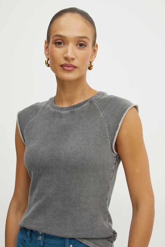 MICHAEL Michael Kors top din bumbac uni gri MR551KX5DC