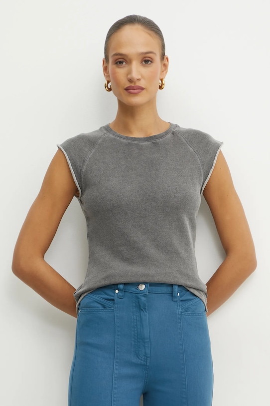 MICHAEL Michael Kors top din bumbac gri MR551KX5DC