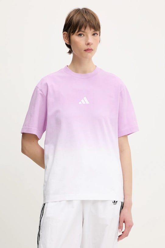 Хлопковая футболка adidas ALL SZN Dip Dye хлопок фиолетовой JJ4539
