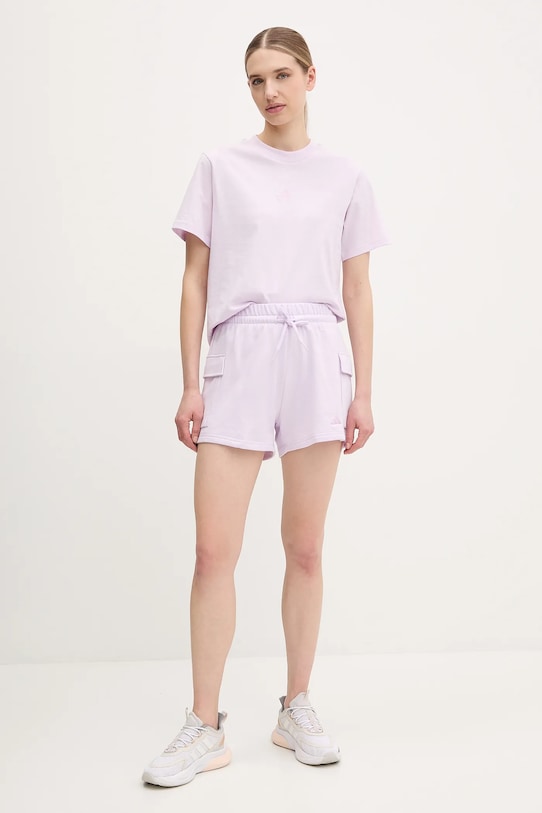 adidas t-shirt bawełniany Essentials JI6078 fioletowy SS25