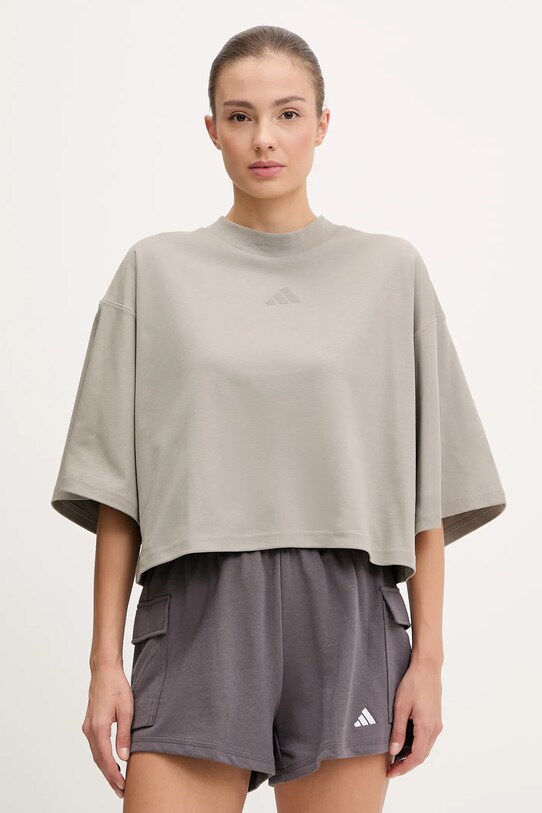 adidas t-shirt bawełniany City Escape bawełna beżowy JC5110