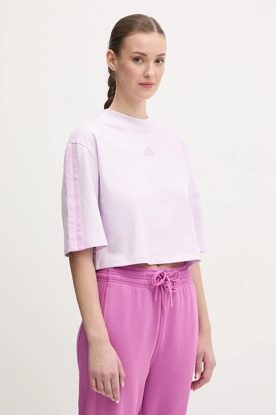 adidas tricou din bumbac Essentials imprimeu violet JE1205
