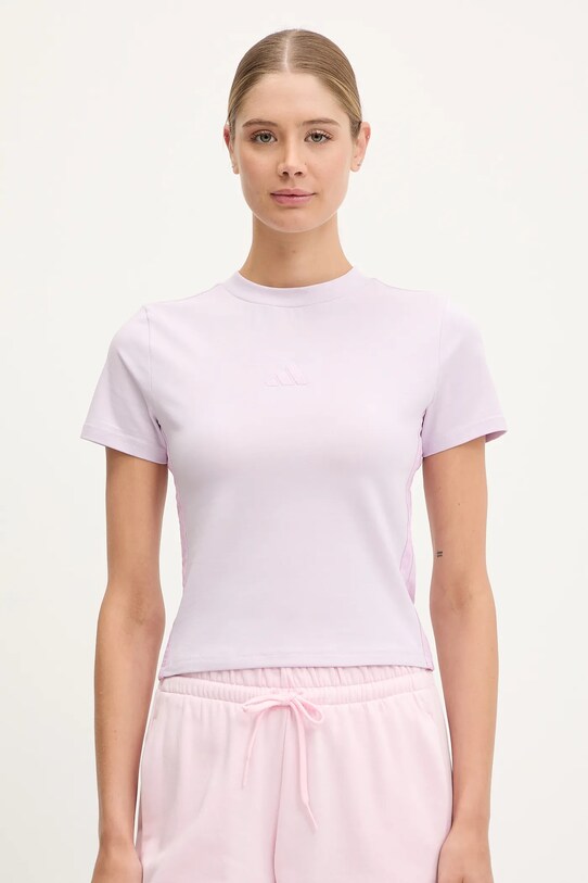 adidas t-shirt Essentials aplikacja fioletowy JE1248