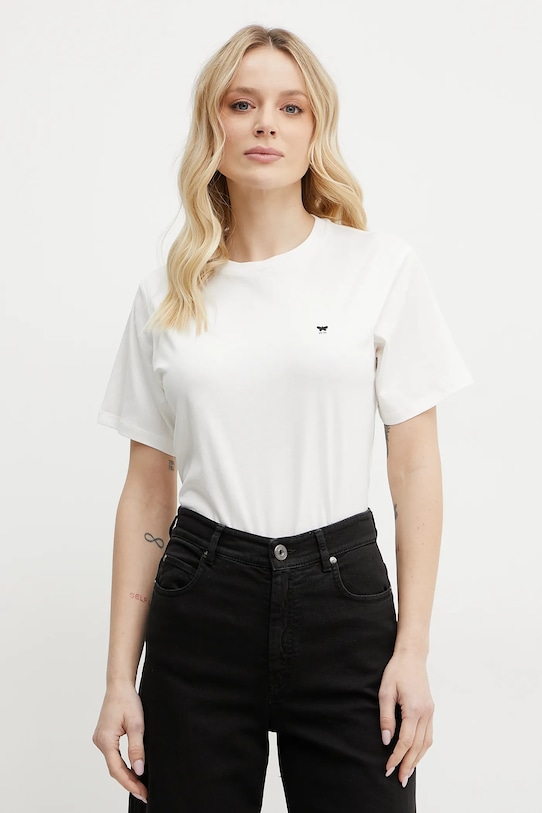 Weekend Max Mara t-shirt bawełniany wzorzyste biały 2515971031600
