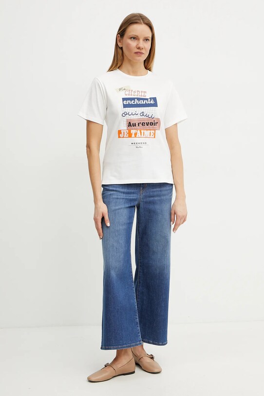 Памучна тениска Weekend Max Mara 2515971041600 бял SS25