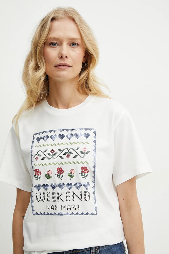 Βαμβακερό μπλουζάκι Weekend Max Mara λευκό 2515971041600
