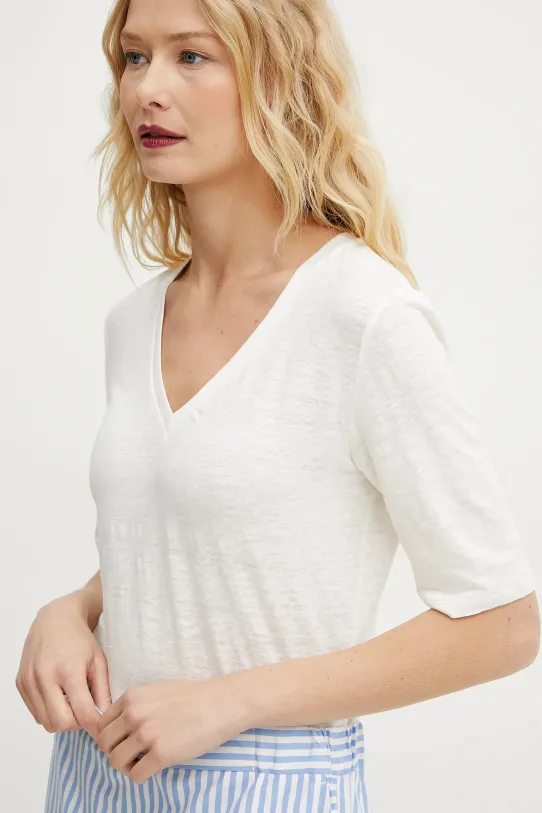 Weekend Max Mara t-shirt lniany biały 2515941012600