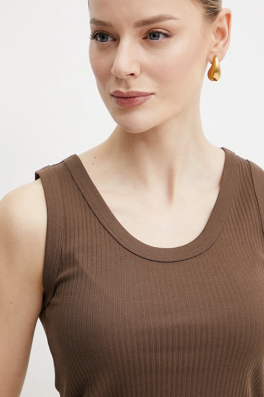 Хлопковый топ Weekend Max Mara коричневый 2515941022600