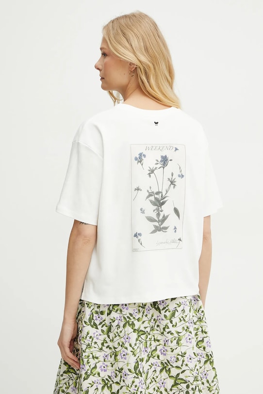 Weekend Max Mara tricou din bumbac imprimeu alb 2515941052600