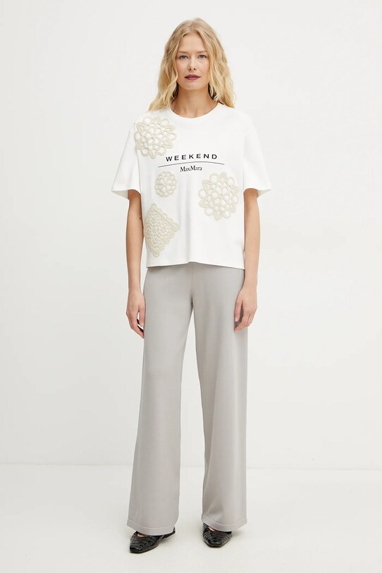 Weekend Max Mara tricou din bumbac 2515941052600 bej SS25
