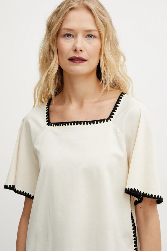 Βαμβακερό μπλουζάκι Weekend Max Mara μπεζ 2515941062600