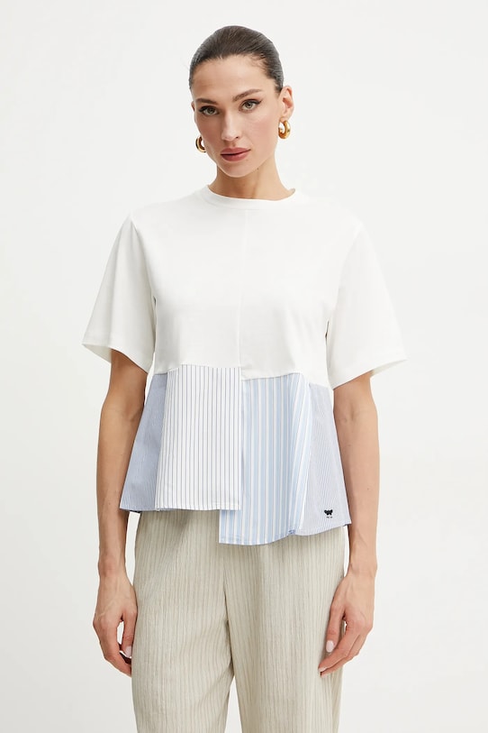 Weekend Max Mara tricou din bumbac curele alb 2515941102600
