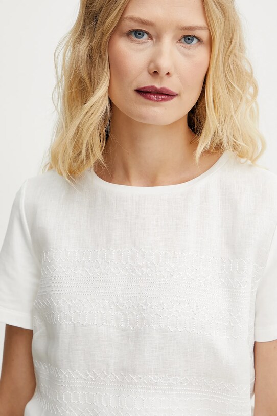 Weekend Max Mara t-shirt z domieszką lnu biały 2515941112600