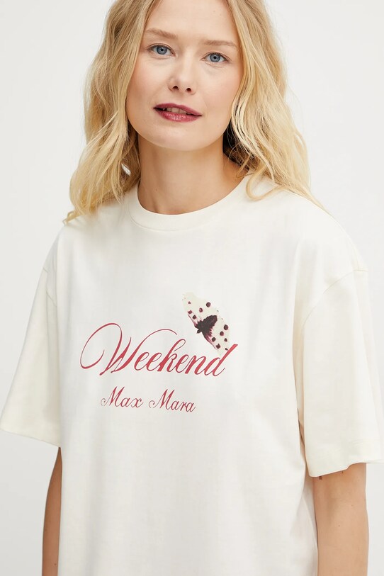 Weekend Max Mara t-shirt bawełniany beżowy 2515971032600