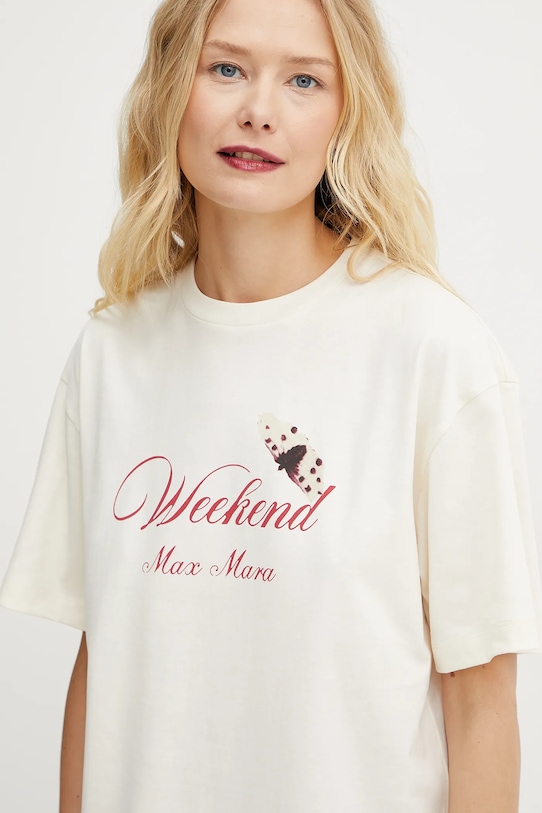 Weekend Max Mara tricou din bumbac bej 2515971032600