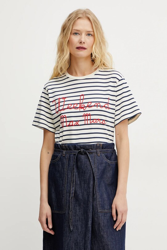 Weekend Max Mara t-shirt bawełniany beżowy 2515971042600