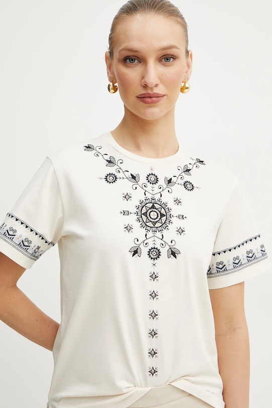 Weekend Max Mara t-shirt bawełniany beżowy 2515971042600