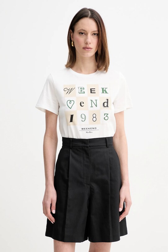 Памучна тениска Weekend Max Mara стандартна бял 2515971052600