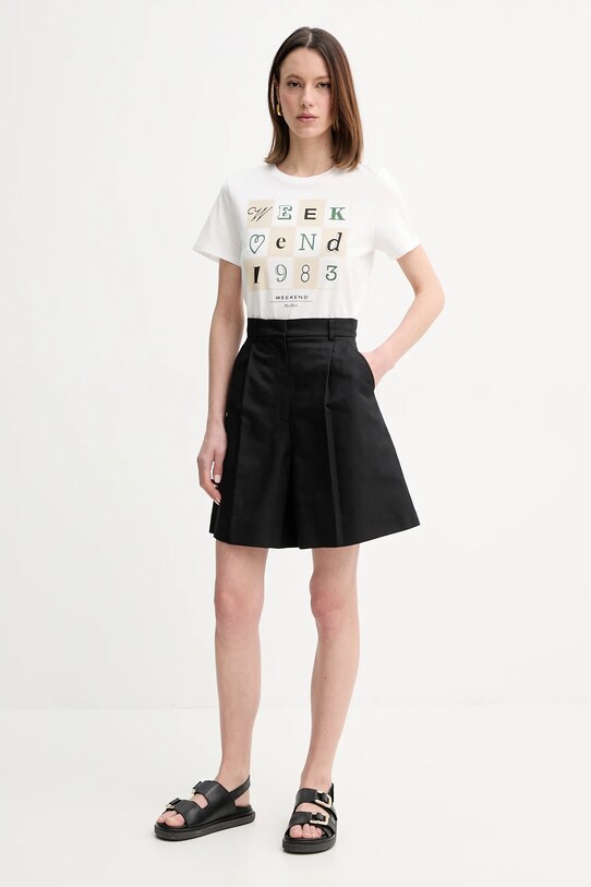 Памучна тениска Weekend Max Mara 2515971052600 бял SS25