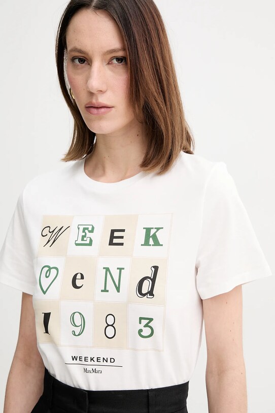 Памучна тениска Weekend Max Mara бял 2515971052600