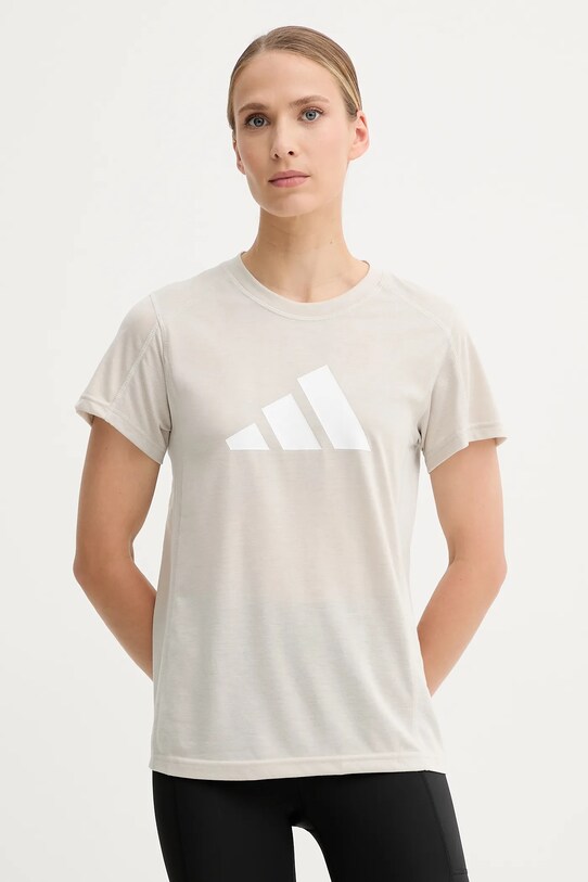 adidas Performance t-shirt treningowy Train Essentials wzorzyste beżowy JC9594